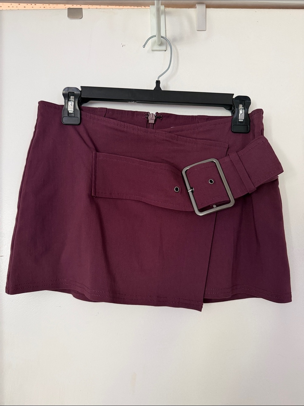 Kimchi Blue Mini Skirt with Buckle - Deep Plum